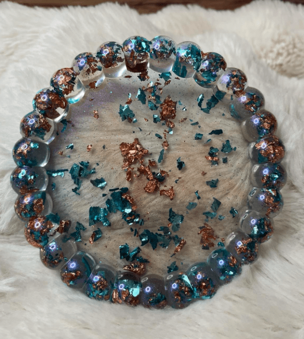 VIde poche bulle bleu turquoise et bronze